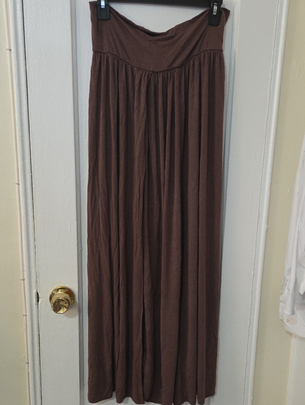 finn & clover Brown Maxi Skirt - Flowing Gathered Waist, Beach Dress Large